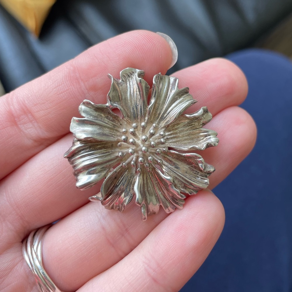 1960s Tiffany & Co. Sterling Silver Flower Brooch